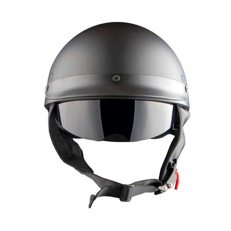 1Storm Motorcycle Half Face Helmet Mopeds Scooter Pilot with Retractable Inner Smoked Visor, Matt Black - Image 4